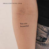 You Are Beautiful Temporary Tattoo (Set of 3)