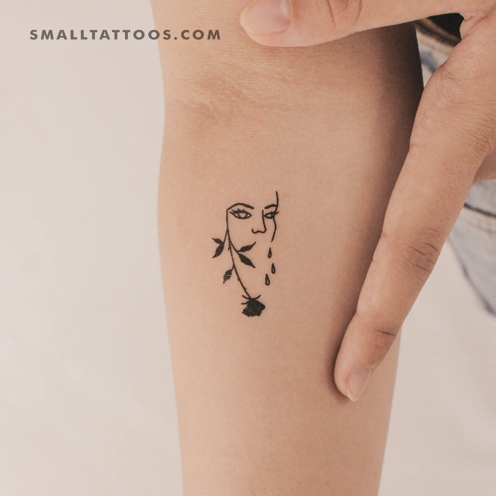 Tatuaje temporal de rosa llorando de Tukoi (juego de 3)