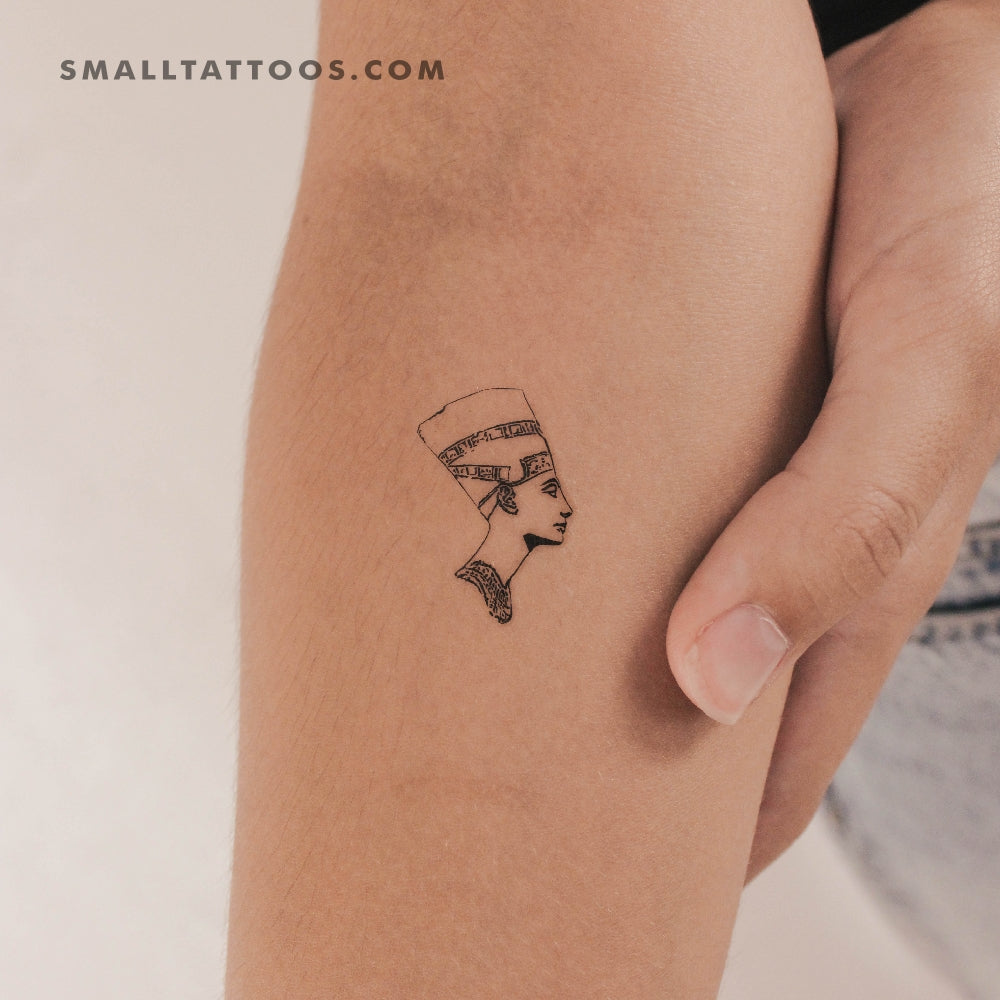 Tatuaje temporal de la silueta del busto de Nefertiti (juego de 3)