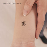 Gothic Style Uppercase G Letter Temporary Tattoo (Set of 3)