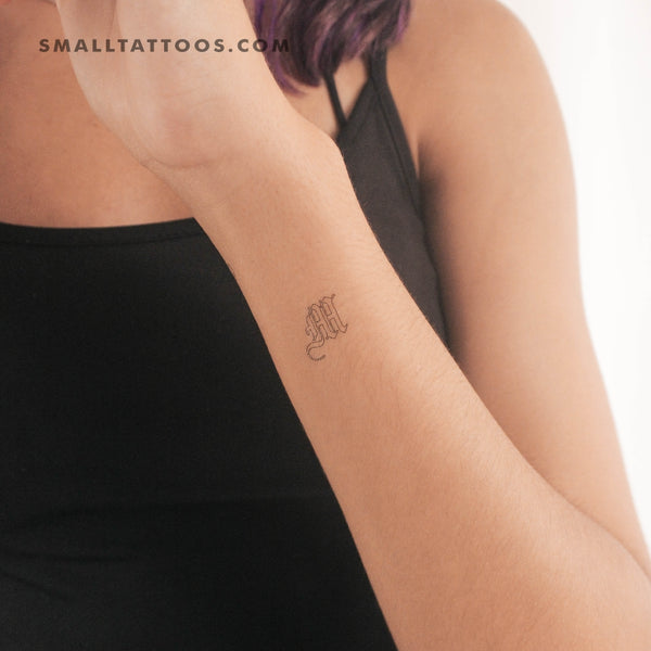 Old English M Letter Temporary Tattoo (Set of 3)