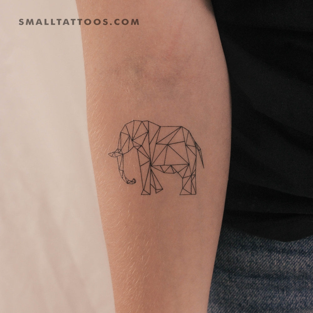 Tatuaje temporal de elefante poligonal de Cagri Durmaz (juego de 3)