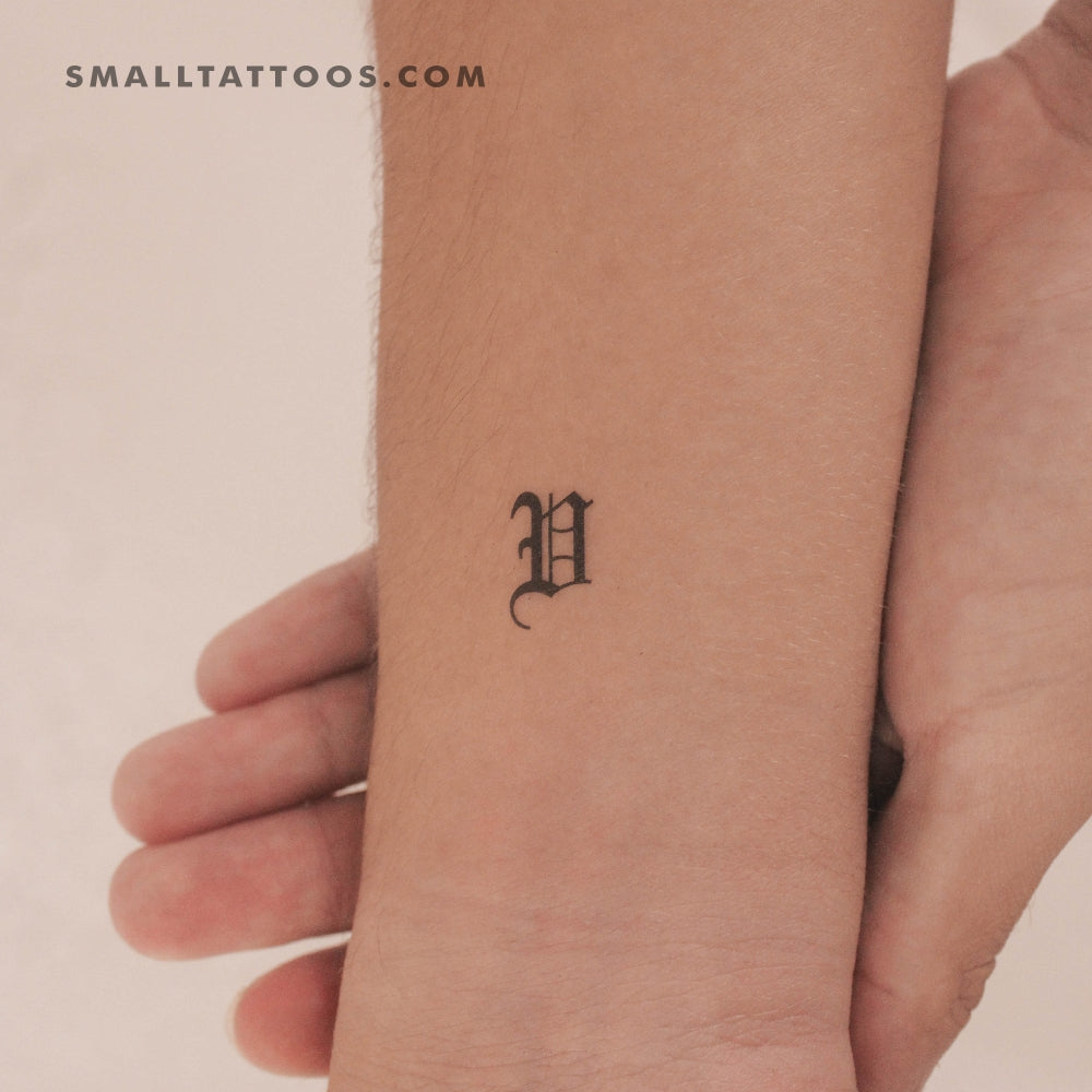 Tatuaje temporal de letra V mayúscula estilo gótico (juego de 3)