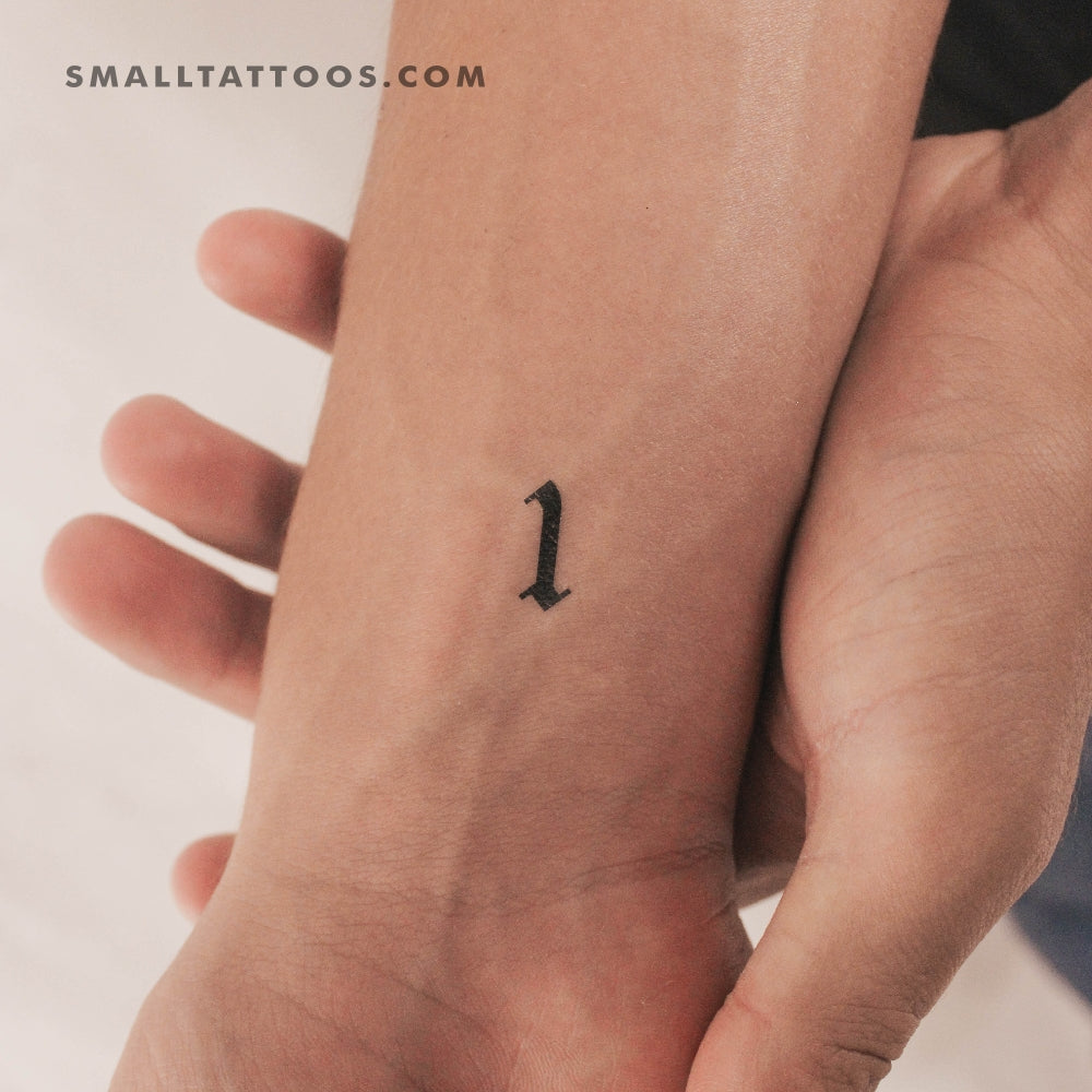 Tatuaje temporal del número 1 en inglés antiguo (juego de 3)