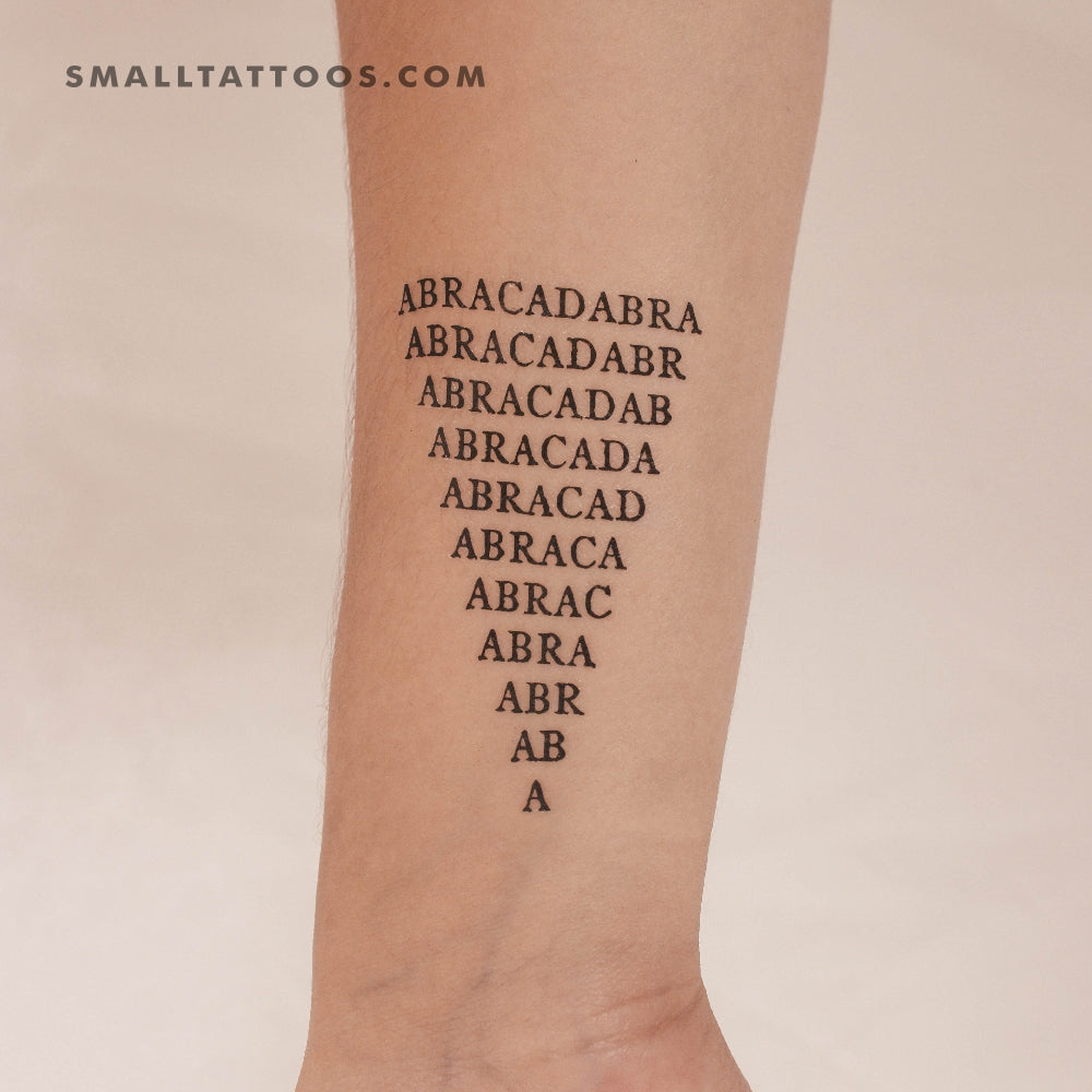 Tatuaje temporal de triángulo invertido Abracadabra (juego de 3)