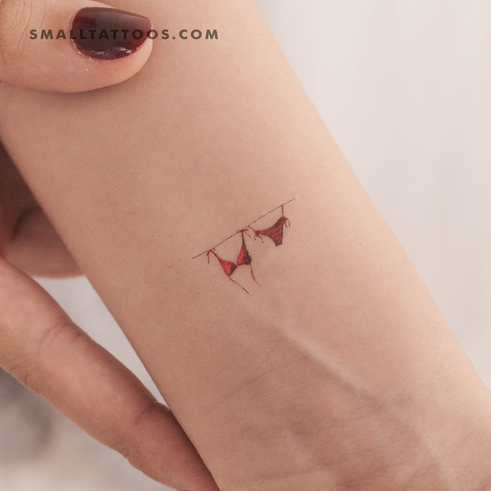 Tatuaje temporal de bikini secándose (juego de 3)