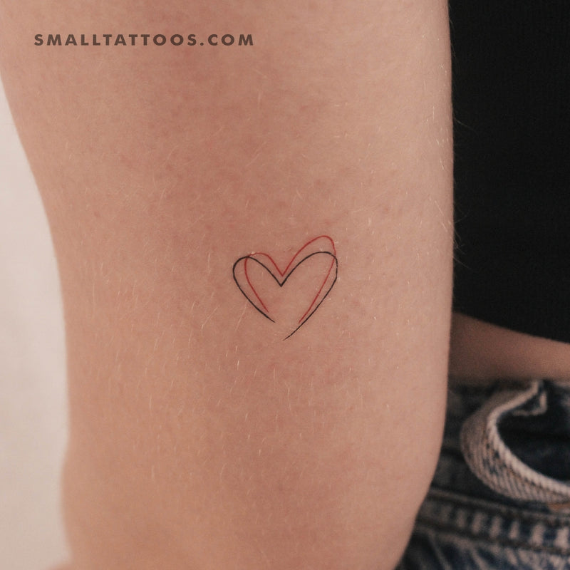 Red And Black Heart Temporary Tattoo (Set of 3)