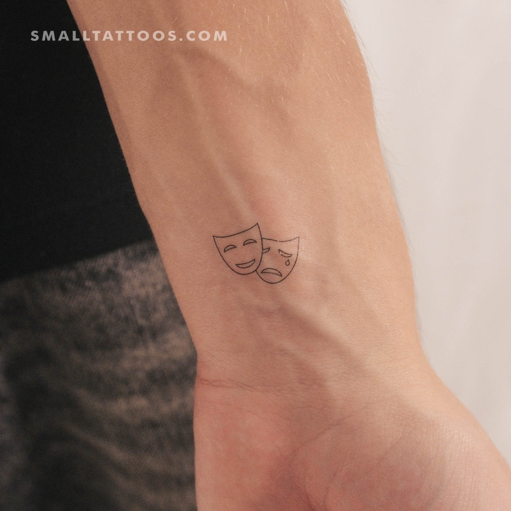 Tatuaje temporal de máscaras de comedia y tragedia (juego de 3)