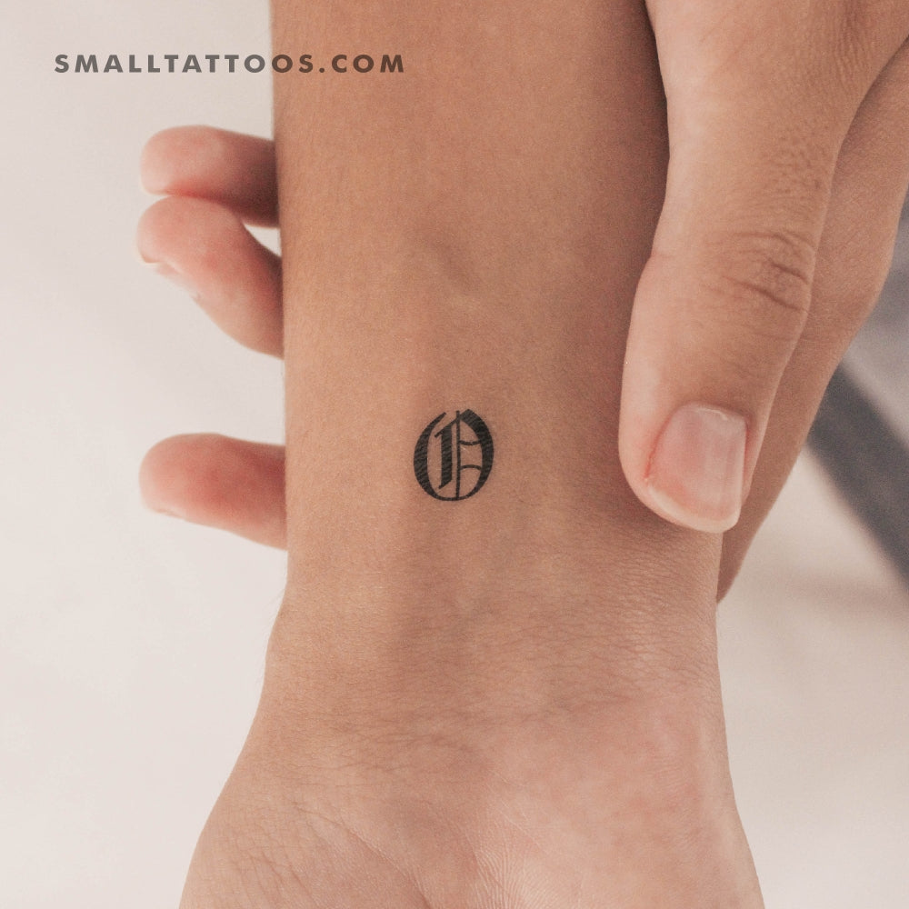 Tatuaje temporal de la letra O mayúscula estilo gótico (juego de 3)