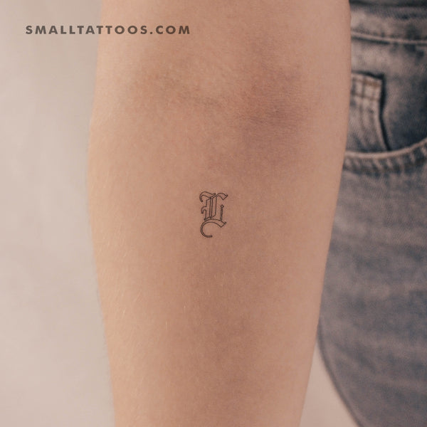 Old English L Letter Temporary Tattoo (Set of 3)