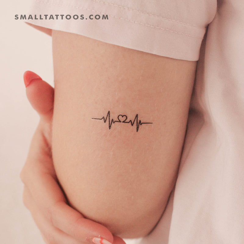 Small Heartbeat Heart Temporary Tattoo (Set of 3)