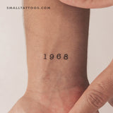 1968 Birth Year Temporary Tattoo (Set of 3)