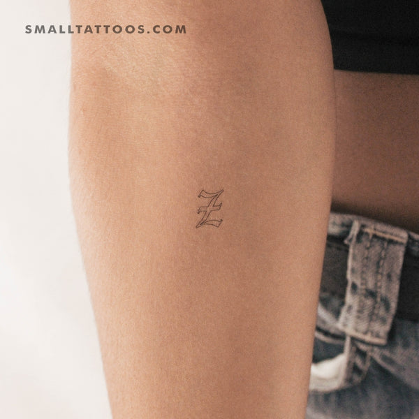 Old English Z Letter Temporary Tattoo (Set of 3)