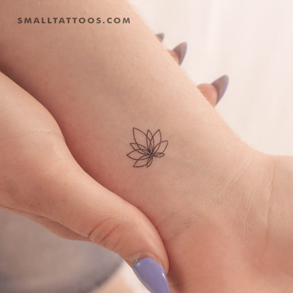 Small Minimalist Lotus Flower Temporary Tattoo (Set of 3)