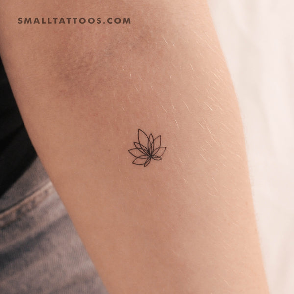 Small Minimalist Lotus Flower Temporary Tattoo (Set of 3)