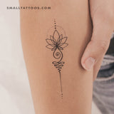 Unalome Lotus Temporary Tattoo (Set of 3)