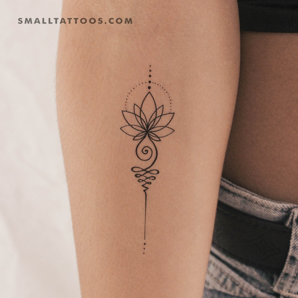 Tatuaje temporal de loto Unalome (juego de 3)