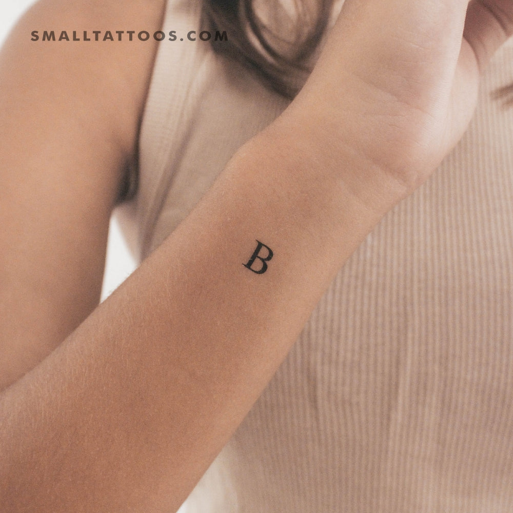 Tatuaje temporal de la letra B mayúscula con serifa (juego de 3)