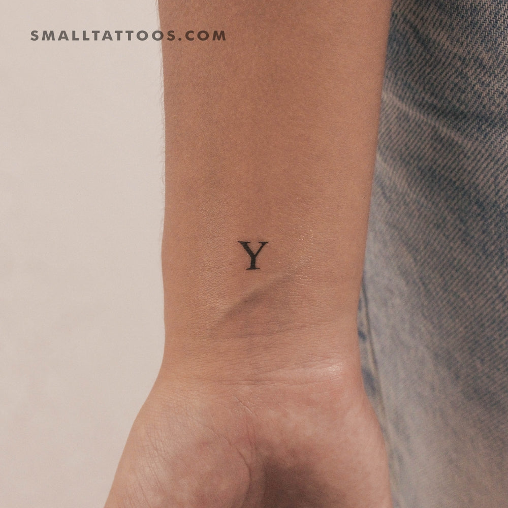 Tatuaje temporal de la letra Y mayúscula con serifa (juego de 3)