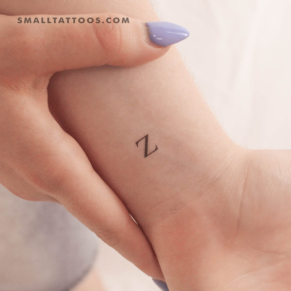 Z Uppercase Serif Letter Temporary Tattoo (Set of 3)