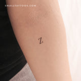 Z Uppercase Serif Letter Temporary Tattoo (Set of 3)