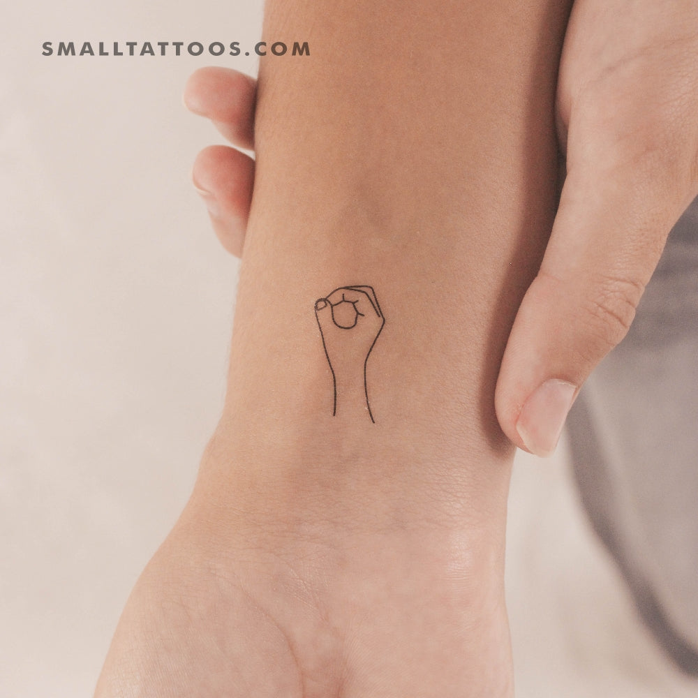 Tatuaje temporal de lenguaje de señas O (juego de 3)