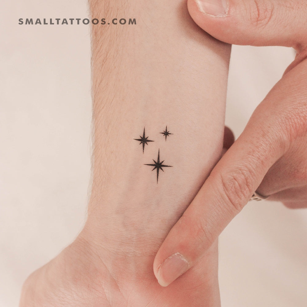 Tatuaje temporal pequeño de polvo de estrellas y destellos (juego de 3)