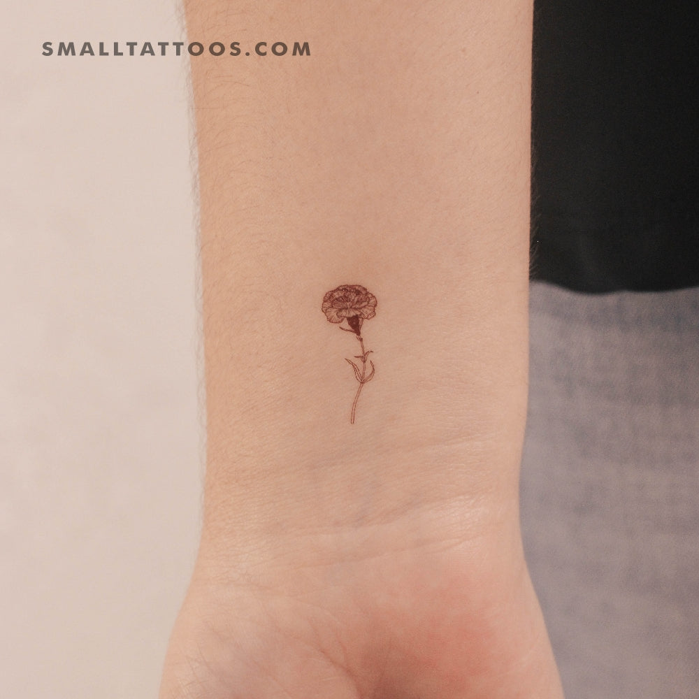 Tatuaje temporal de clavel rojo pequeño (juego de 3)