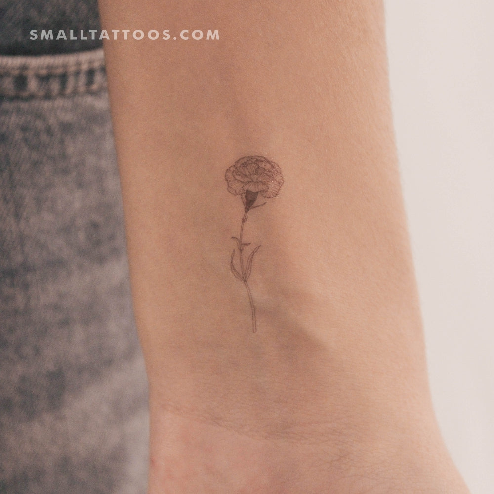 Tatuaje temporal de clavel rojo (juego de 3)