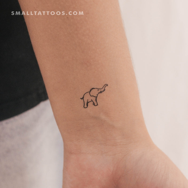 Elephant With Upward-Pointing Trunk Temporary Tattoo (Set of 3)