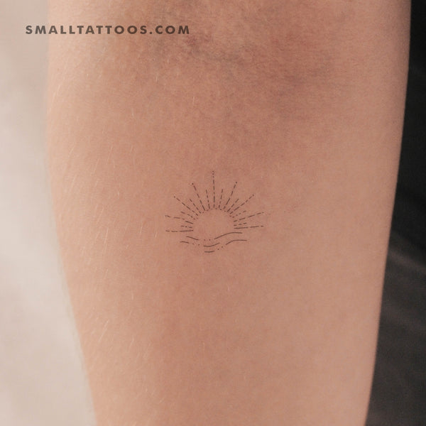 Fine Line Sea Sunrise Temporary Tattoo (Set of 3)