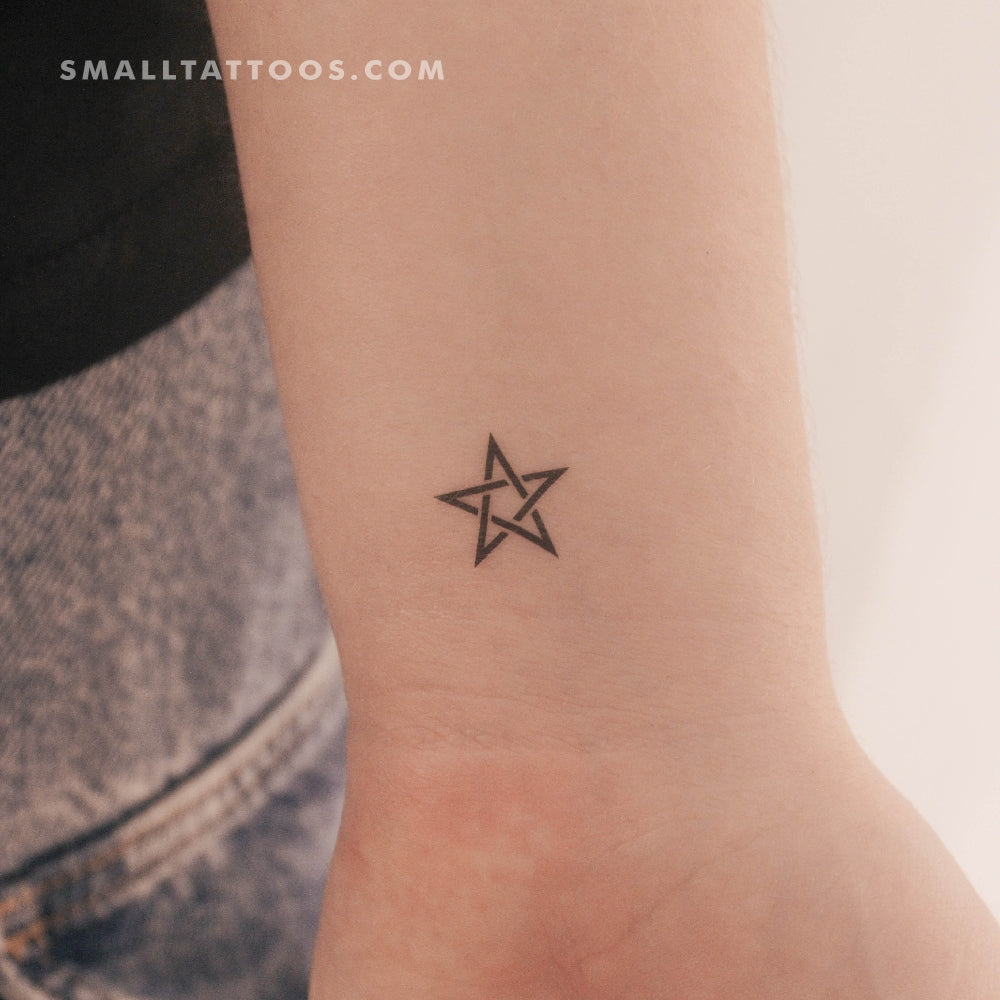 Tatuaje temporal de pentagrama entrelazado (juego de 3)