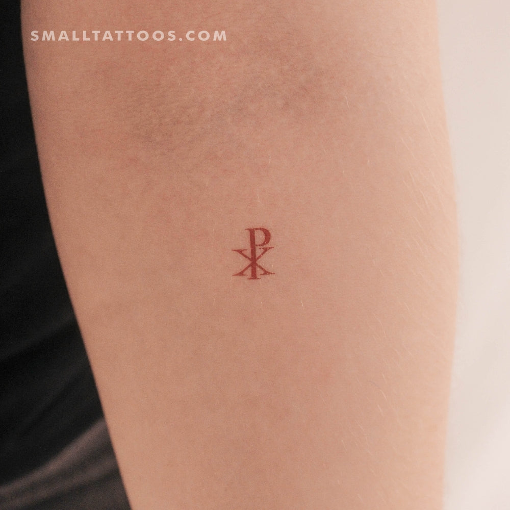 Tatuaje temporal Chi Rho rojo (juego de 3)