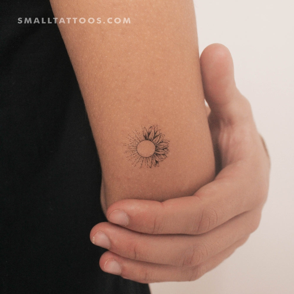 Tatuaje temporal de girasol y sol (juego de 3)