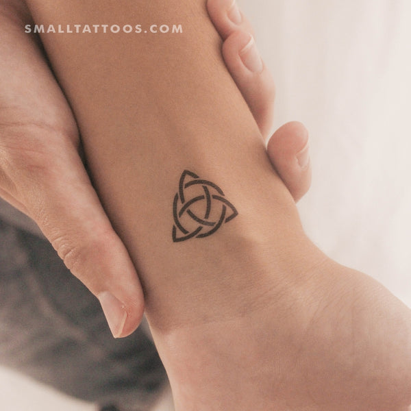 Small Black Interlaced Trinity Knot Temporary Tattoo (Set of 3)