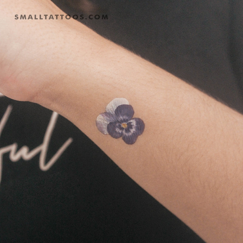 Blue Pansy Temporary Tattoo (Set of 3)