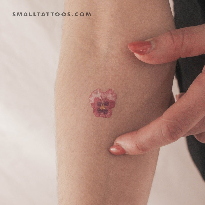 Pink Pansy Temporary Tattoo (Set of 3)