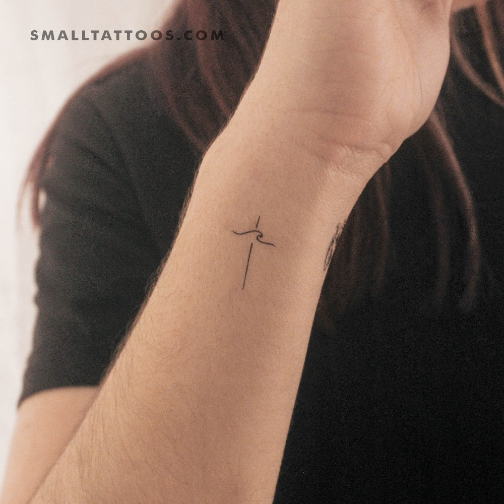 Tatuaje temporal de cruz de olas pequeñas (juego de 3)