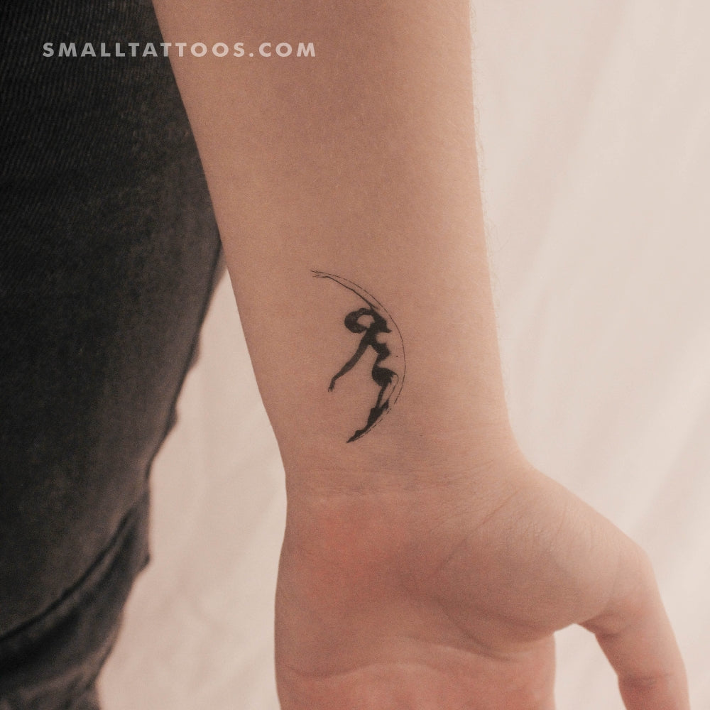 Tatuaje temporal de una dama en media luna (juego de 3)