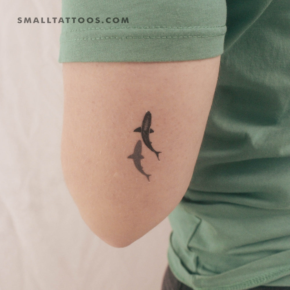 Tatuaje temporal de tiburón y sombra (juego de 3)