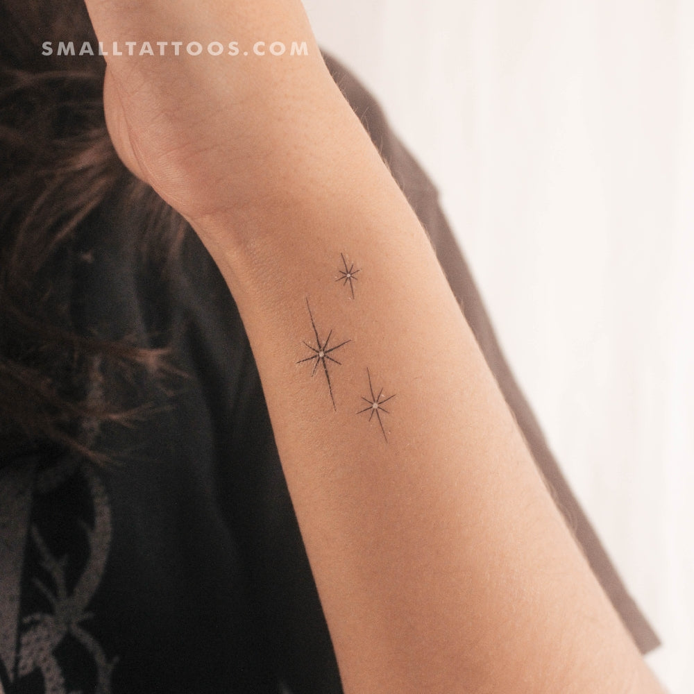 Tatuaje temporal de tres destellos brillantes (juego de 3)