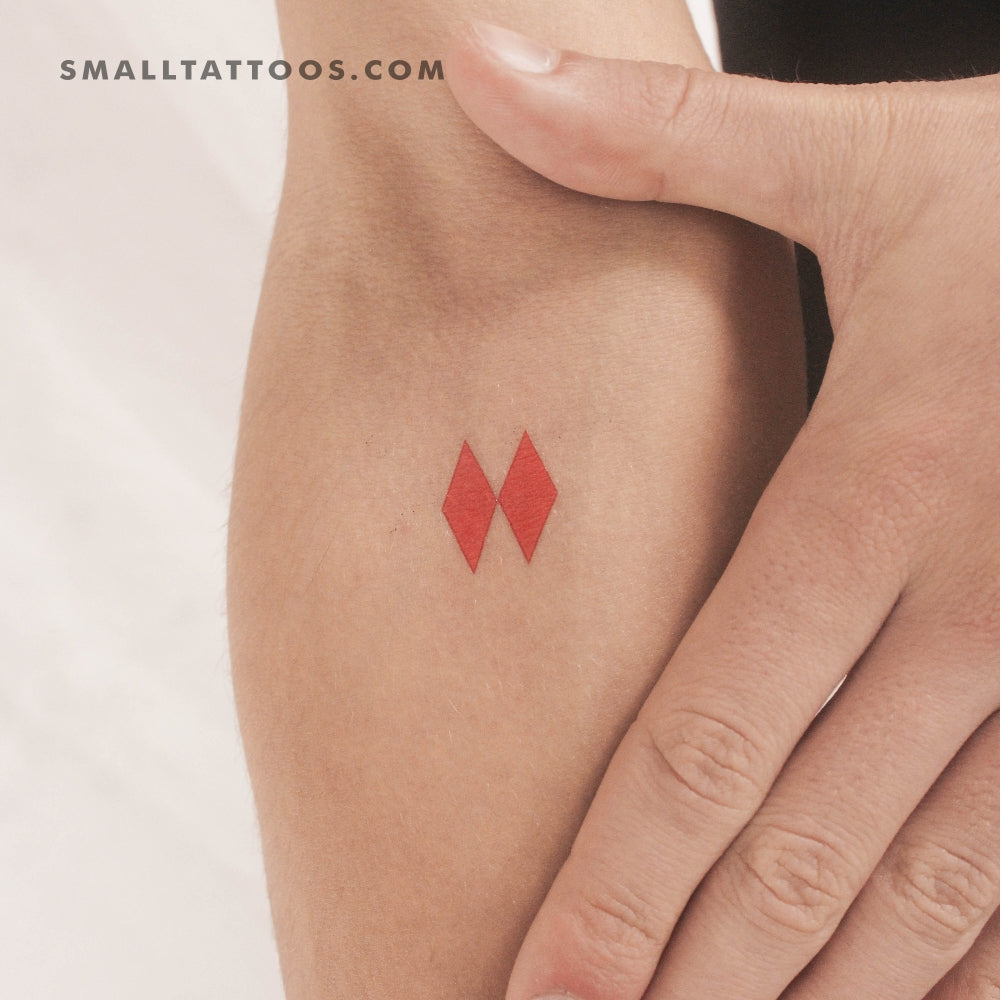 Tatuaje temporal de dos rombos rojos (juego de 3)