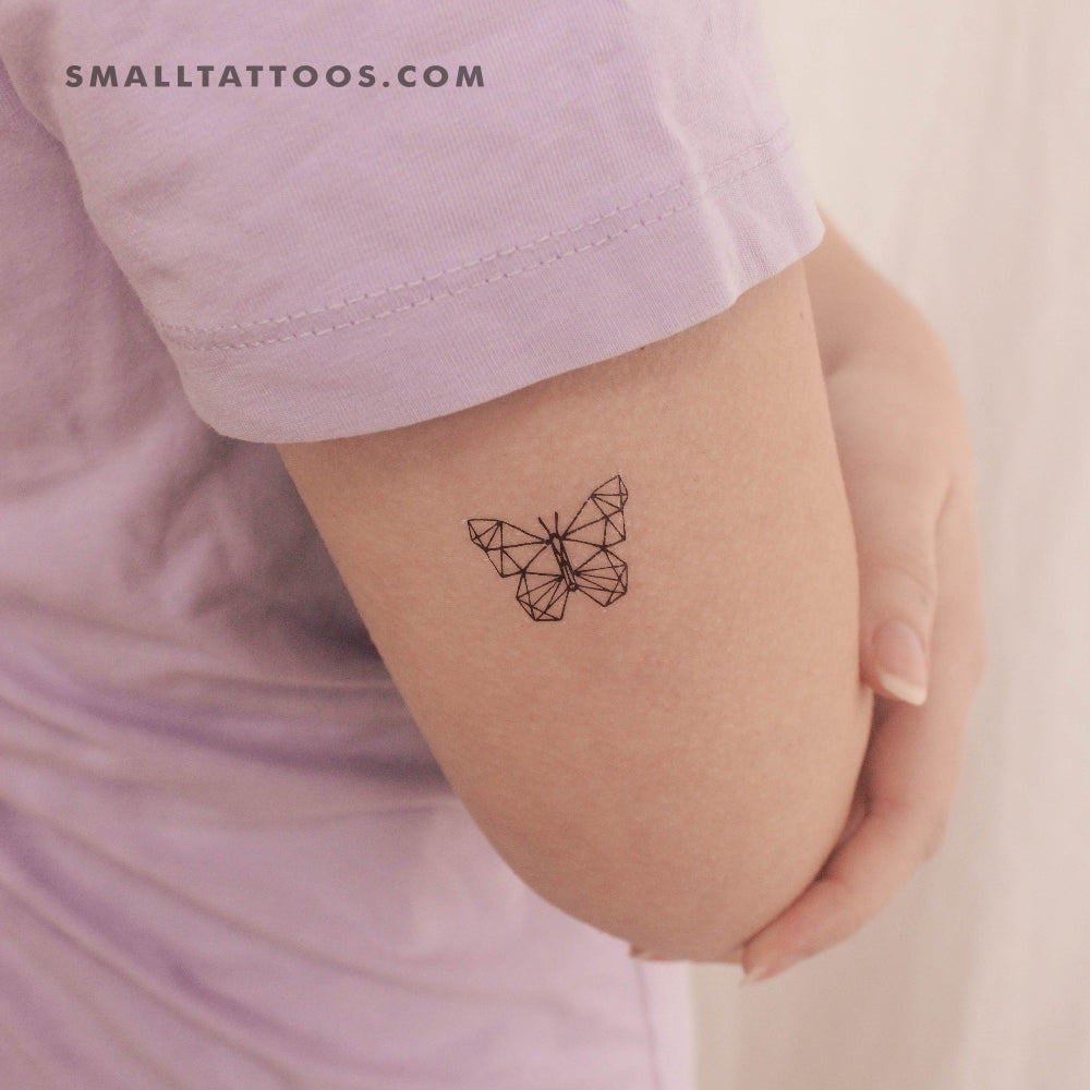 Tatuaje temporal de mariposa de baja poligonización (juego de 3)