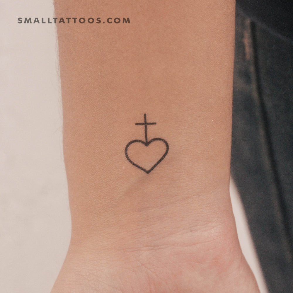 Tatuaje temporal de corazón y cruz (juego de 3)