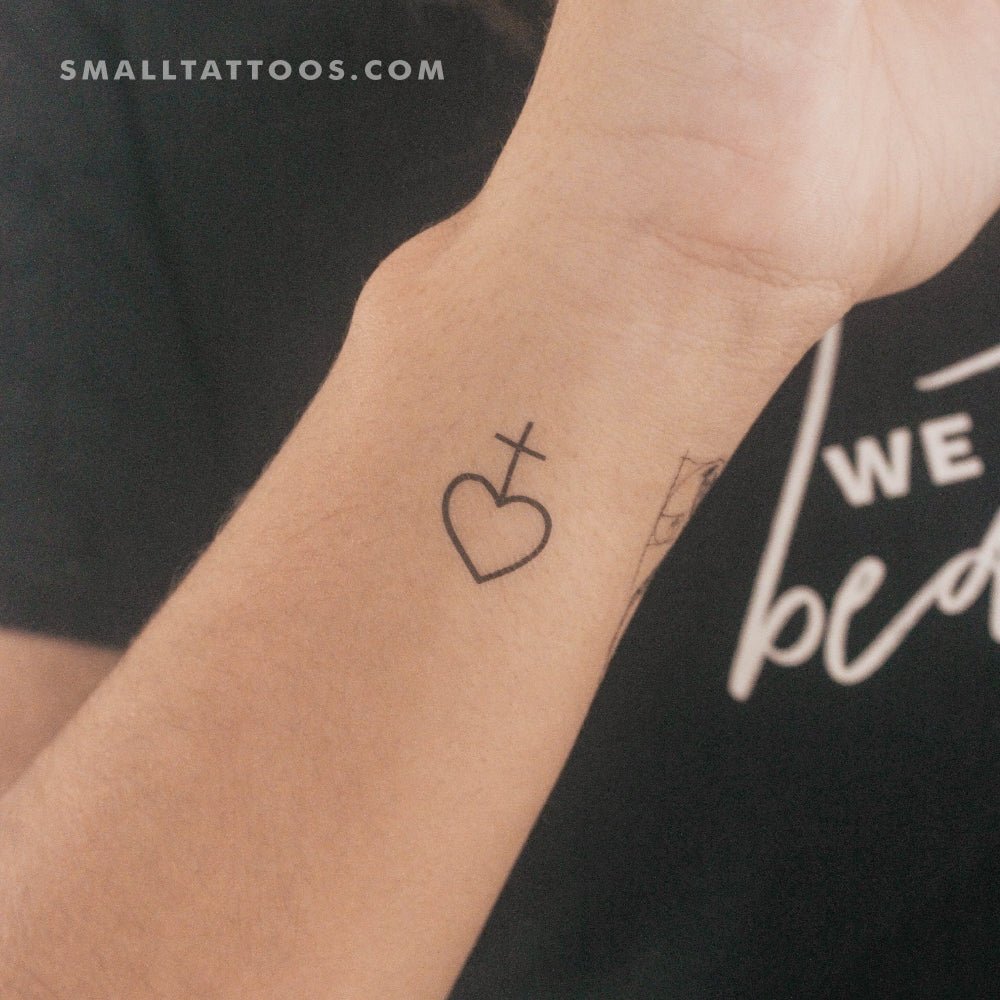 Tatuaje temporal de corazón y cruz (juego de 3)