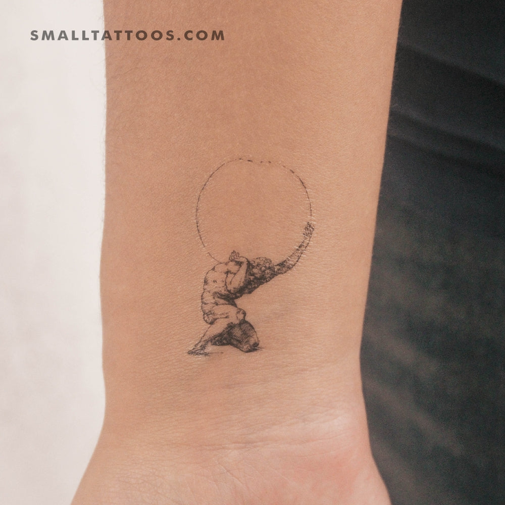 Tatuaje temporal de Atlas agachado (juego de 3)