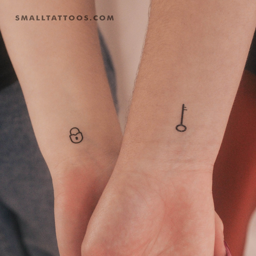 Matching Key and Lock Temporary Tattoo (Set of 3+3) – Small Tattoos