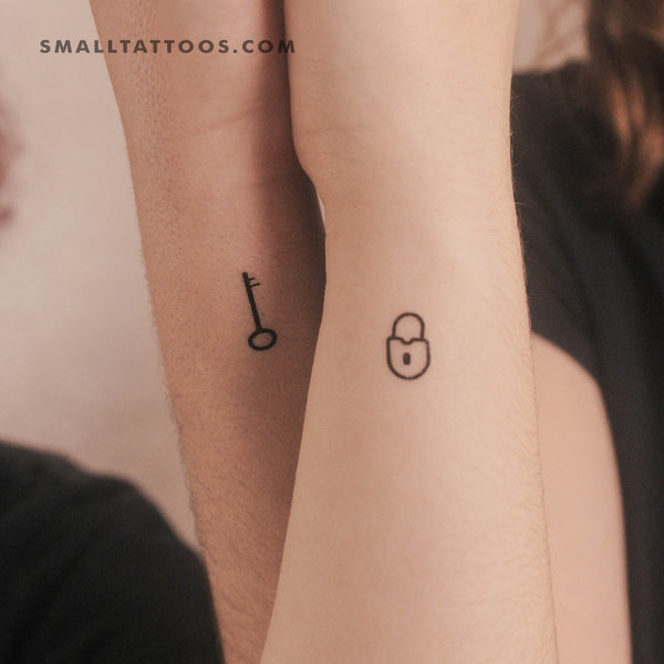 Matching Key and Lock Temporary Tattoo (Set of 3+3)