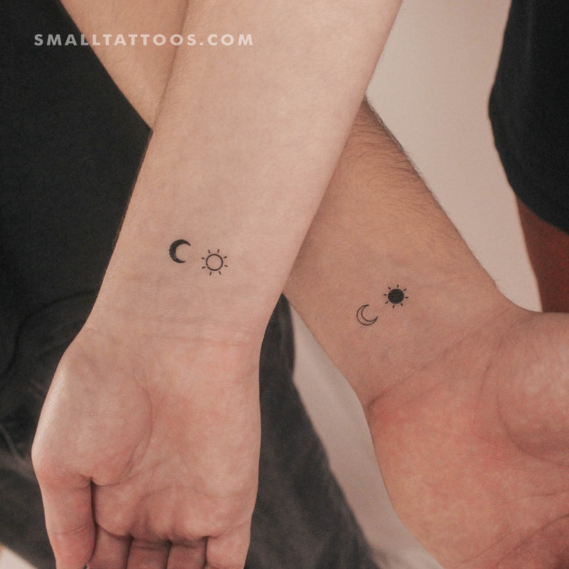 Matching Sun & Moon Couples Temporary Tattoos (Set of 3+3)