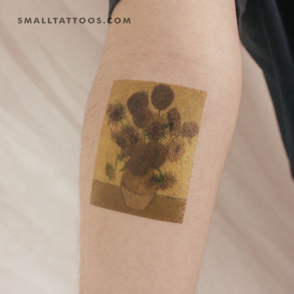 Tatuaje temporal de girasol de Van Gogh (juego de 3)